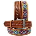 thumbnail image 1 of 31-32  Men's Western Rodeo Heavy Duty Beaded Full-Grain Leather Belt 26RT14, 1 of 2