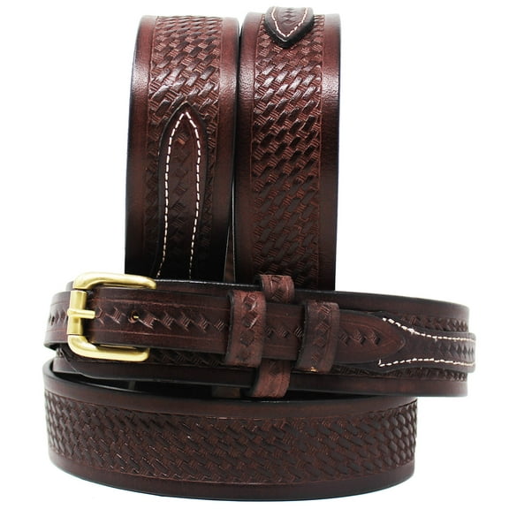 31-32  PRORIDER Men's Western RANGER BELT Tooled Leather Basket Weave 26Ranger03