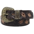 thumbnail image 1 of 31-32  Unisex 1-1/2" Wide Brown Floral Tooled Leather Casual Jean Belt 26BT421, 1 of 2