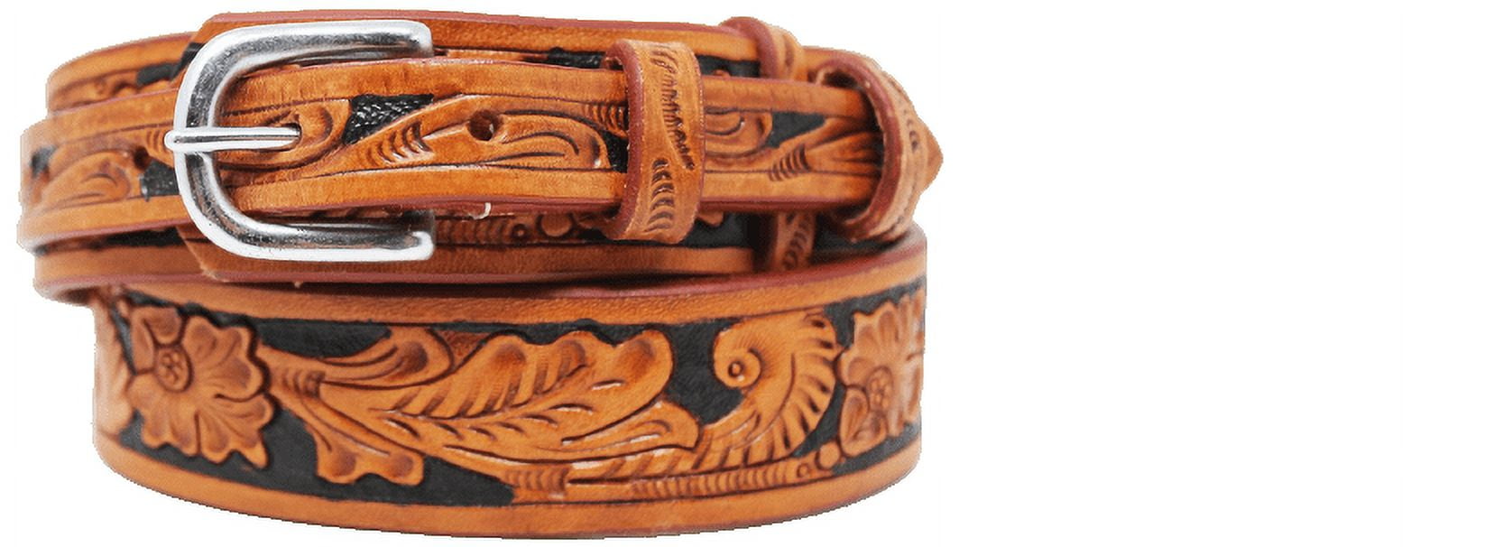 Vintage Ranger Style Tooled Genuine Saddle Leather Western Floral Womens Sz 30 Floral Ranger Buckle - Etsy main image 2