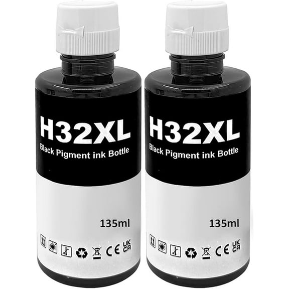 31 32XL Black Ink Bottles Set Compatible for HP 31 32XL Compatible for HP Smart-Tank 7301 7602 5101 7001 6001 5103 Ink Refill, Smart-Tank Plus 651 551 455 All-in-One Printer 2P