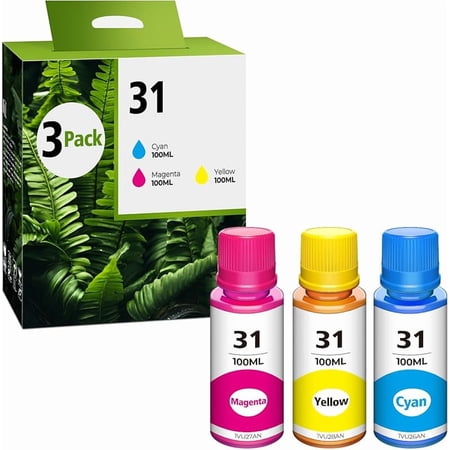 31 32XL Black Ink Bottles Set Compatible Replacement for HP 31 32XL Compatible for HP Smart-Tank 7301 7602 5101 7001 6001 5103 Ink Refill, Smart-Tank Plus 651 551 455 All-in-One Printer 2P