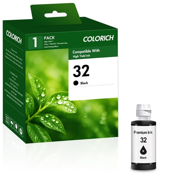 31 32XL Ink Refill Bottles Compatible for 31 Ink 32XL Black Ink Bottle for Smart Tank Printers High Yield Black Color Ink for 315 419 455 570 655 675 725 795 6006 7006 7306 7606 (1 Pack)