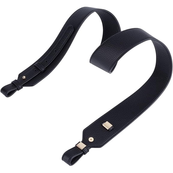31~35 Inch Leather Purse Strap 1.6 Inch Wide Black Bag Strap Replacement Purse Handle Handbag Straps with Monk Head Screws