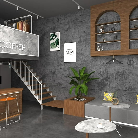 31"×354" Extra Wide Thick Blue Grey Black Concrete Wallpaper Peel and Stick 3D Vinyl Textured Faux Concrete Contact Paper Gray Waterproof Cement Wall Sticker for Bedroom Bathroom Living Room