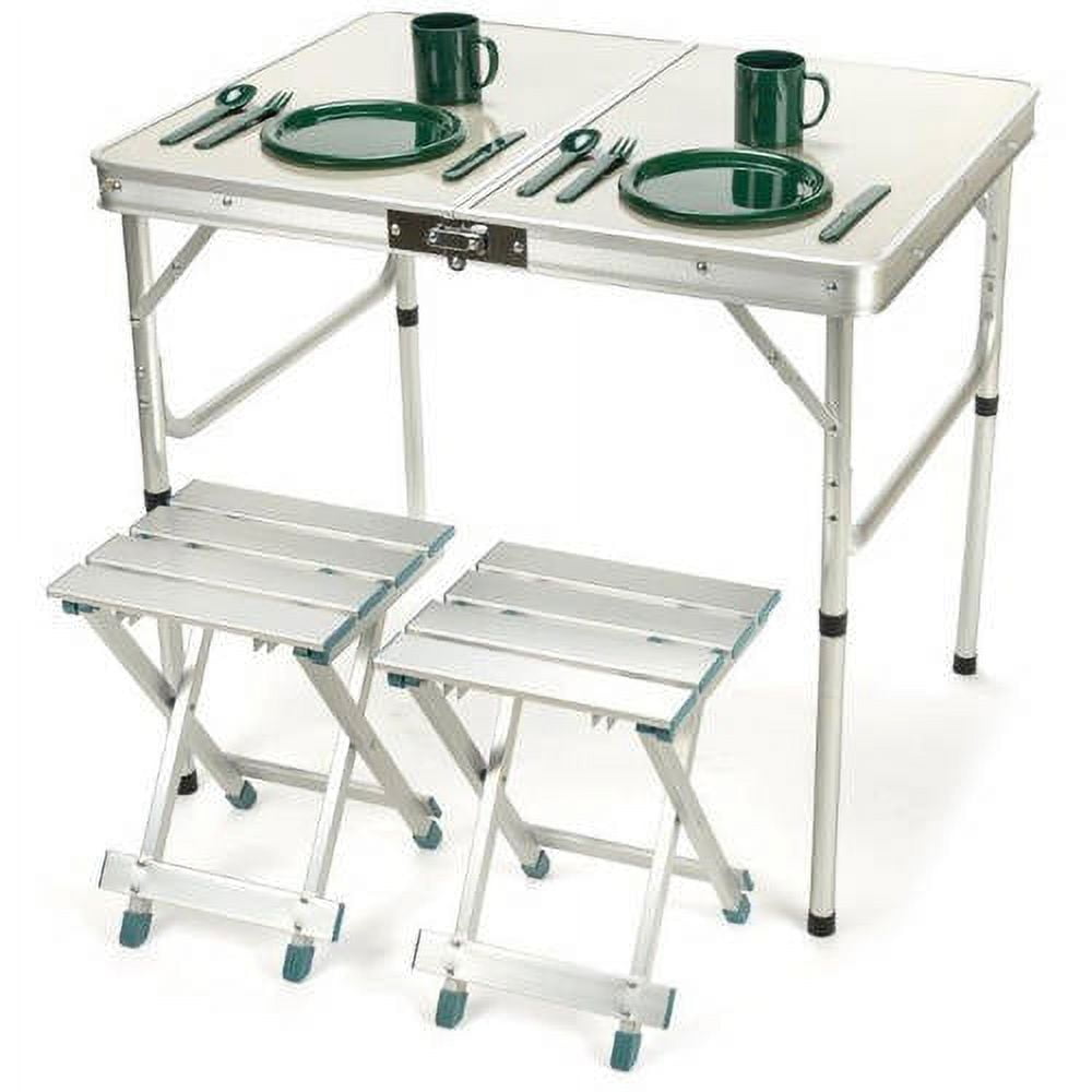 31.4" 2 Person Aluminum Lightweight Folding Camp Table with 2 Folding