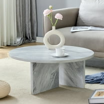 31.5" Round Coffee Table White Finish Scratch-Resistant Surface Modern Minimalist Nordic Design Compact Coffee Side Table for Living Room Bedroom Office Balcony