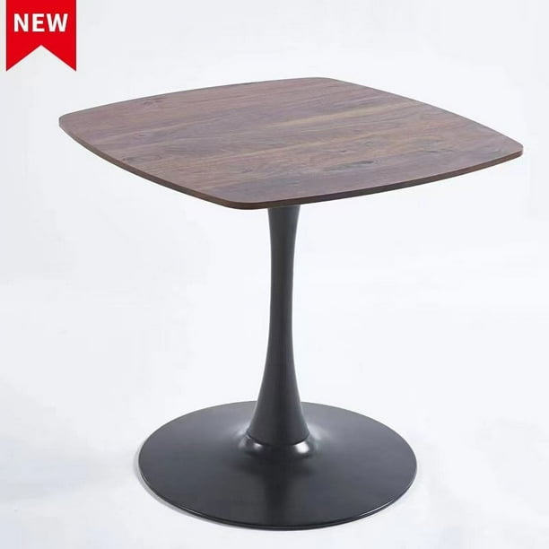 31.49 Black Walnut Square Dining Table for 4 Mid Century Modern Dining Room Table with MDF Tabletop and Pedestal Base Tulip Table for Kitchen