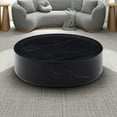 thumbnail image 1 of 31.49''  Round Coffee Table with Marble Texture, Modern Low Drum Circle Fiberglass Coffee Table, Side Table Accent Table for Living Room, Outdoor, No Need Assembly, Black, 1 of 7