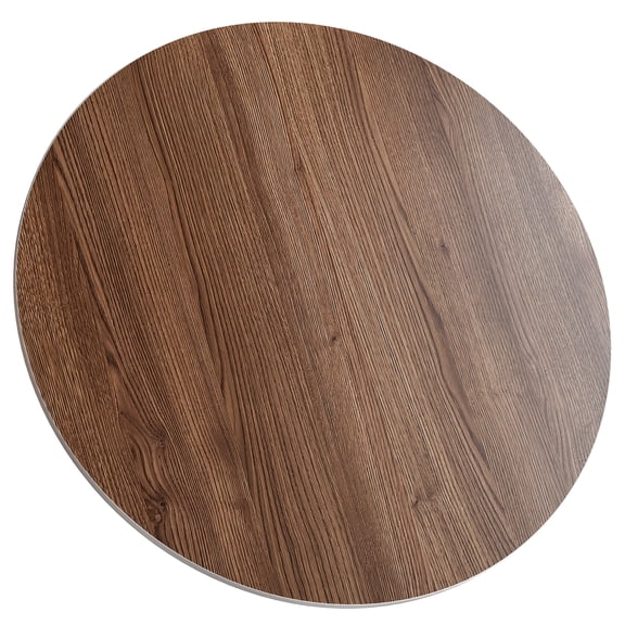 31.49" Round Walnut Finish Sintered Stone Table Top, DIY Overlay or Replacement Top for Dining Table
