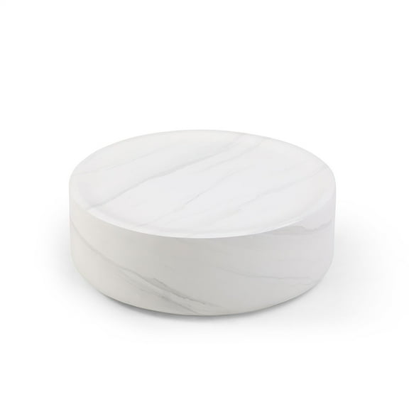 31.49in Coffee Table, Round Modern Industrial Drum Coffee Table, Fiberglass Modern Coffee Table, Wear-Resistant Coating Tea Table For Smaller Living Areas