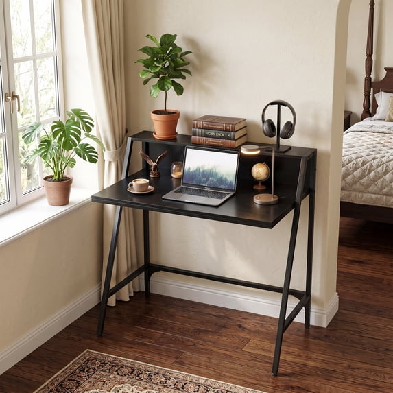 31.5" 2 Tier Small Computer Desk PC Laptop Table, Computer Study Writing Workstation for Home Office, Black
