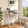 thumbnail image 1 of 31.5" 2 Tier Small Computer Desk PC Laptop Table, Computer Study Writing Workstation for Home Office, Natural, 1 of 9