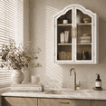 thumbnail image 1 of 31.5×23.6" Arched Bathroom Wall Cabinet with Glass Doors, Wall Mounted Display Cabinet with Adjustable Shelves, Hanging Storage Cabinet for Kitchen, Living Room, 1 of 9