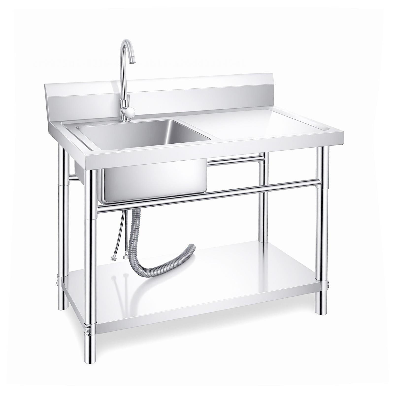 31.5×23.62×36.37 in Utility Sink with Cold and Hot Water Pipe and Faucet, Stainless Steel Commercial Sink, Commercial Triple Bowl Basin for Supermarket & Mall