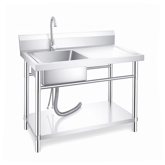 31.523.6236.37 in Utility Sink with Cold and Hot Water Pipe and Faucet, Stainless Steel Commercial Sink, Commercial Triple Bowl Basin for Supermarket & Mall