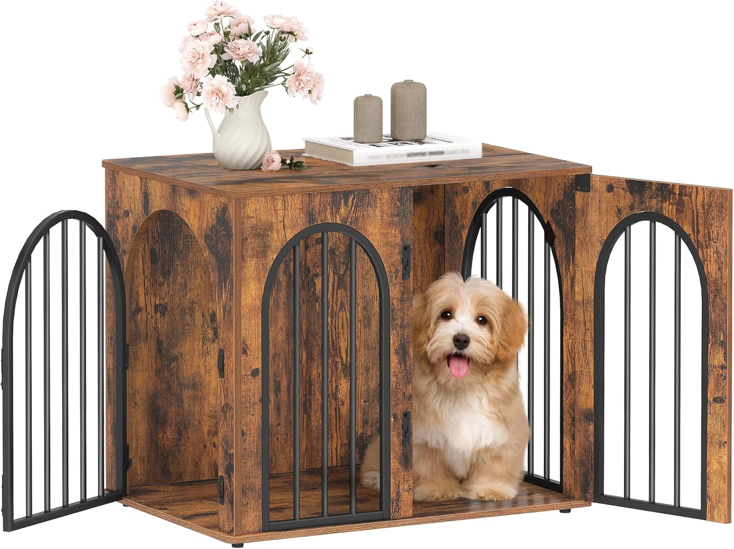 31.5'' Wooden Dog Crate Furniture Indoor Dog Kennel Dogs Cage for Small ... - Dog Crate Decorative Trim