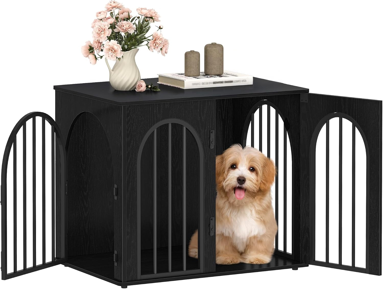 Picture of 31.5'' Wooden Dog Crate Furniture Indoor Dog Kennel Dogs Cage for Small ...