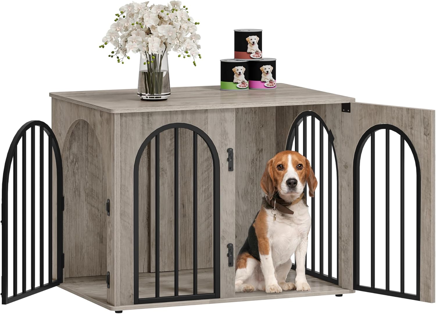 31.5'' Wooden Dog Crate Furniture Indoor Dog Kennel Dogs Cage for Small ...