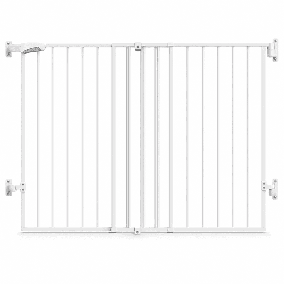 31.5-55" No Bottom Bar Gate Extra Wide 2-in-1 Auto Close Dog For The House Stairs And Doorways With Large Walk Thru Door White