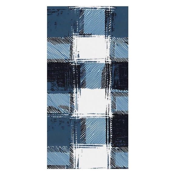 31.563 In Large Size Beach Towel Can Be Used As A Beach Towel Placemat Double Face Velvet Material Easy To Carry MediumBlue Houndstooth Buffalo Plaid Tartan Check Scotland Hand-drawn Sketch_4