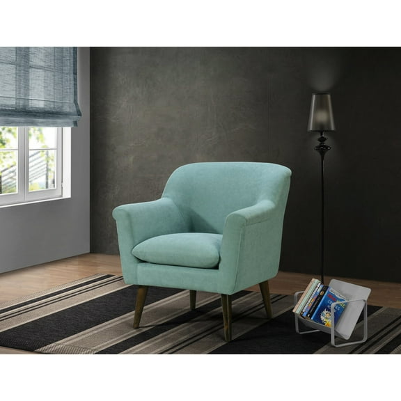 31.5" Aquamarine Teal Armchair, Mid-century Modern Theme, Rounded Arms & Full Foam Seat Cushion 43 Lb Woven Fabric Armchair With Appeal