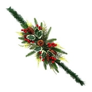 31.5" Christmas Mailbox Swag Decorations with Light,Mailbox Swags Garland Christmas Decor Outdoor Swag Lights with Pine Cones Berries Farmhouse Christmas Hanging Decorations for Indoor Outdoor Use