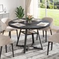 thumbnail image 1 of 43.3in Round Dining Table for 4 Person, LEAGHOME High Gloss Kitchen Table with Metal Base Seats 4, Modern Dining Room Table with Storage Rack for Kitchen, Black (Only Table), 1 of 8