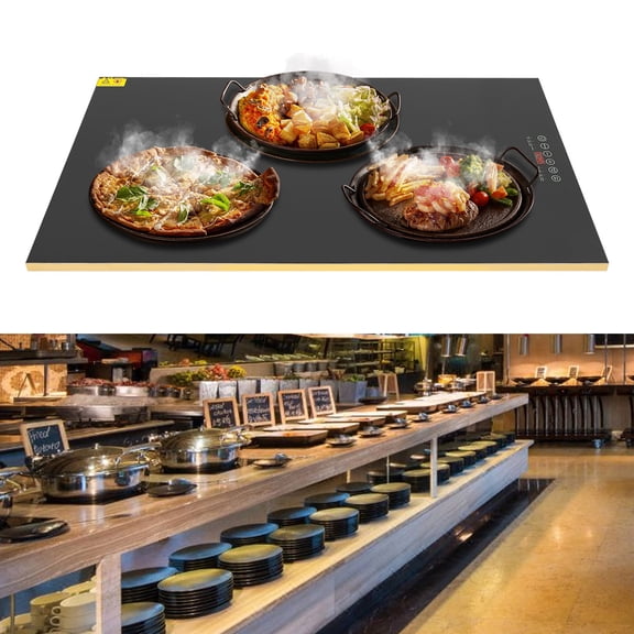 31.5" Electric Warming Tray with Smart Touch Display, Tempered Glass Food Warmer Plate with Adjustable Temperature,8-in-1 Infrared Heating Warming Mat for Buffet Party Family Dinner Holiday Gathering