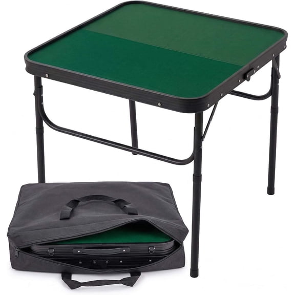 31.5" Foldable Aluminum Game Table with Flocked Mat Dual Height Adjustment, 55 lbs Capacity for Mahjong, Poker, Puzzles & Cards