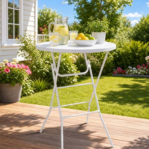 31.5" Folding Cocktail Table, Portable Bar Height Table with Detachable Legs, Portable Bistro Table for Parties, Weddings, Events, Kitchen