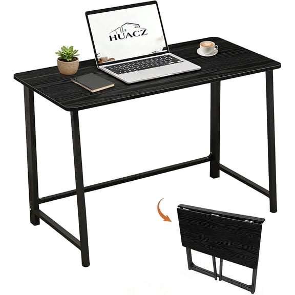 31.5" Folding Desk for Small Spaces, Foldable Compact Computer Table for Home Office, Study, Bedroom, Dorm, Easy Assembly Space Saving
