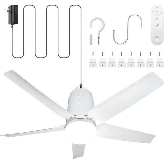 31.5" Gazebo Fans Outdoor , Canopy Fan with Light 3000-6500K, Portable Plug in Ceiling Fan with Remote, Hook,  for Gazebo, Canopy, Pop up Tent, Patio (31.5")