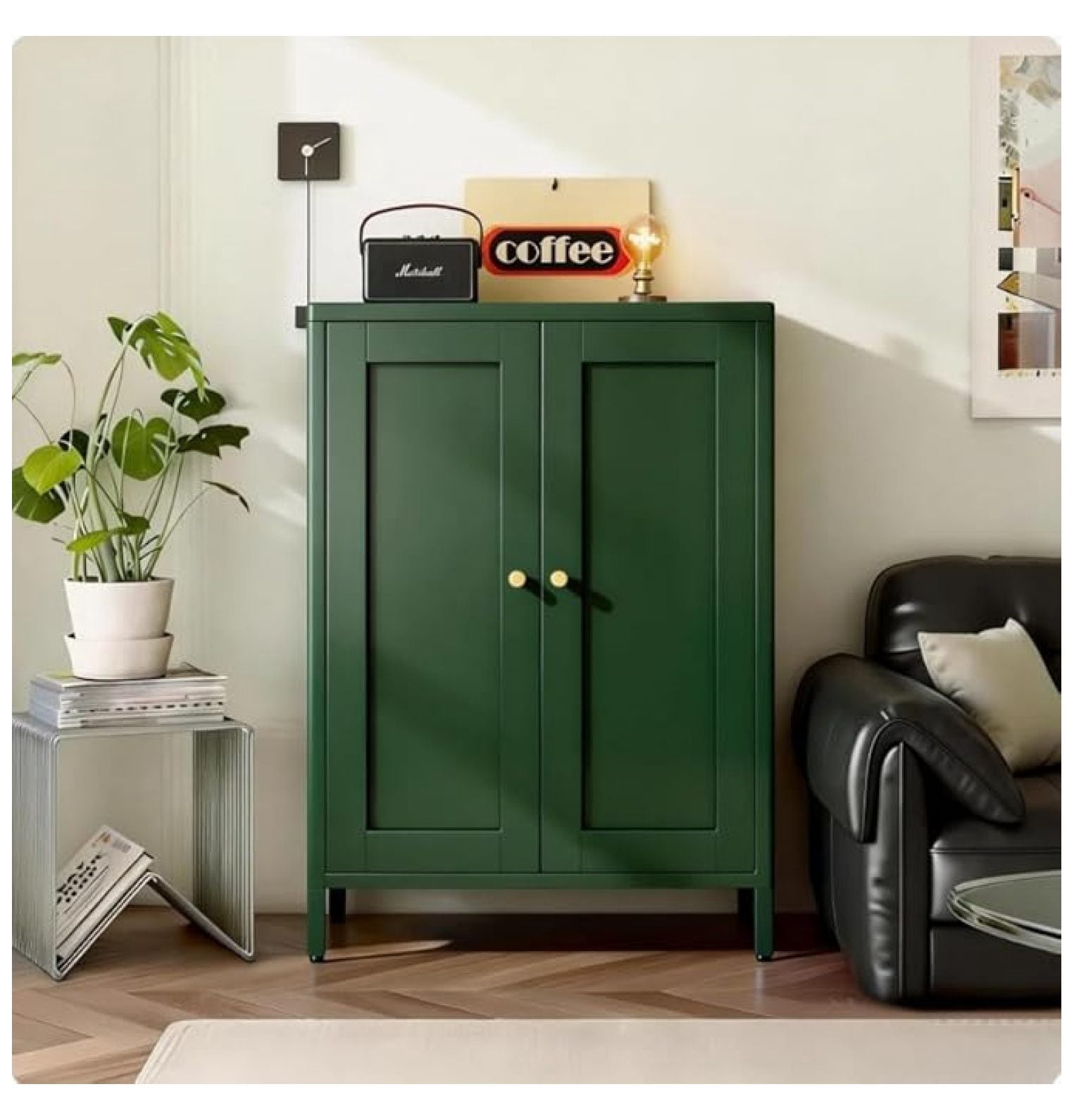 31.5" H Small Cabinet,Bathroom Storage Cabinet,Green Metal Bathroom ...