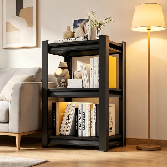 31.5"H Tall Square Shelving, Industrial Heavy Duty Rack, 31.5"W Standard Bookcase Organizer, 1000lb Load Capacity Side Table for Household Corners