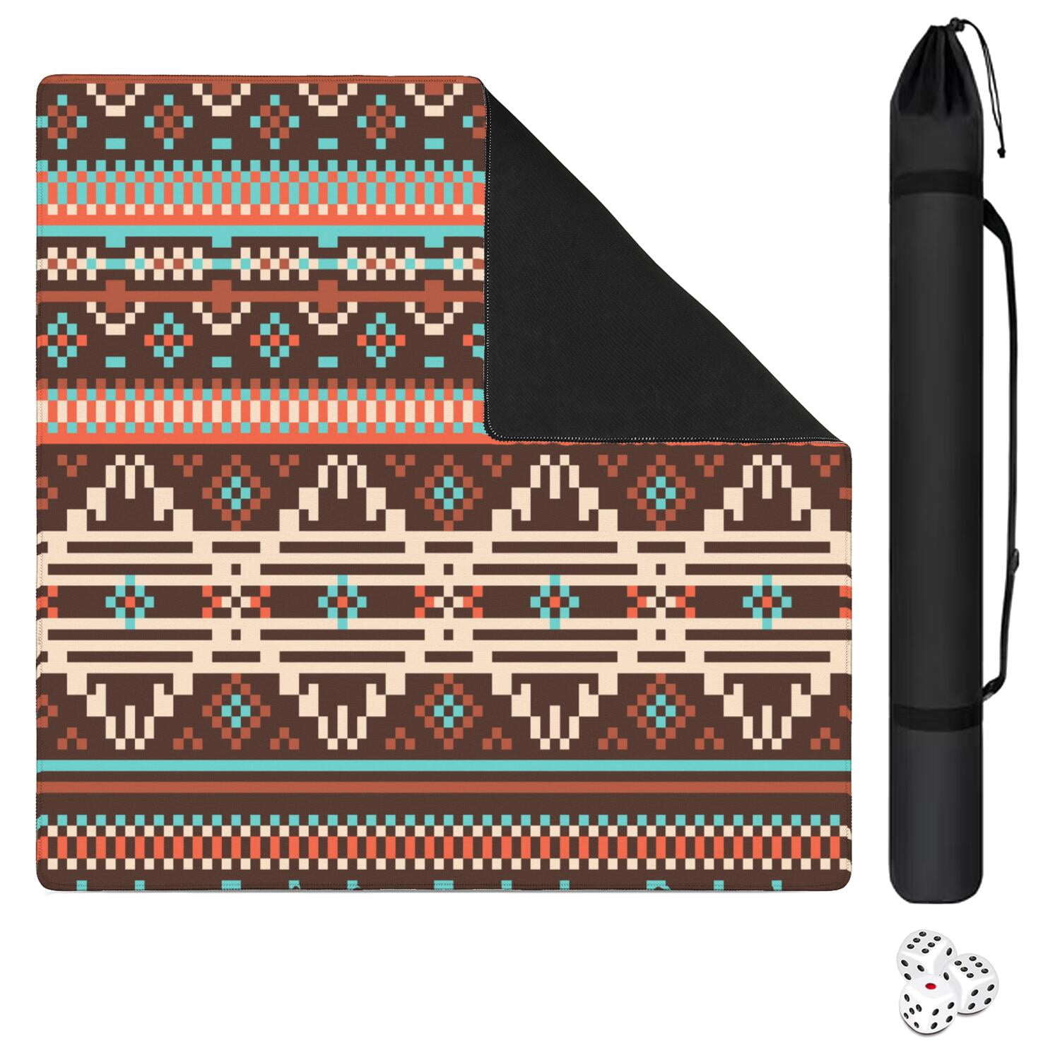 31.5 Inch Boho Style Mahjong Pad, Professional Rubber Non-Slip Game Mat with Noise Dampening, Versatile Mat for Card Games Tile Games and Board Games