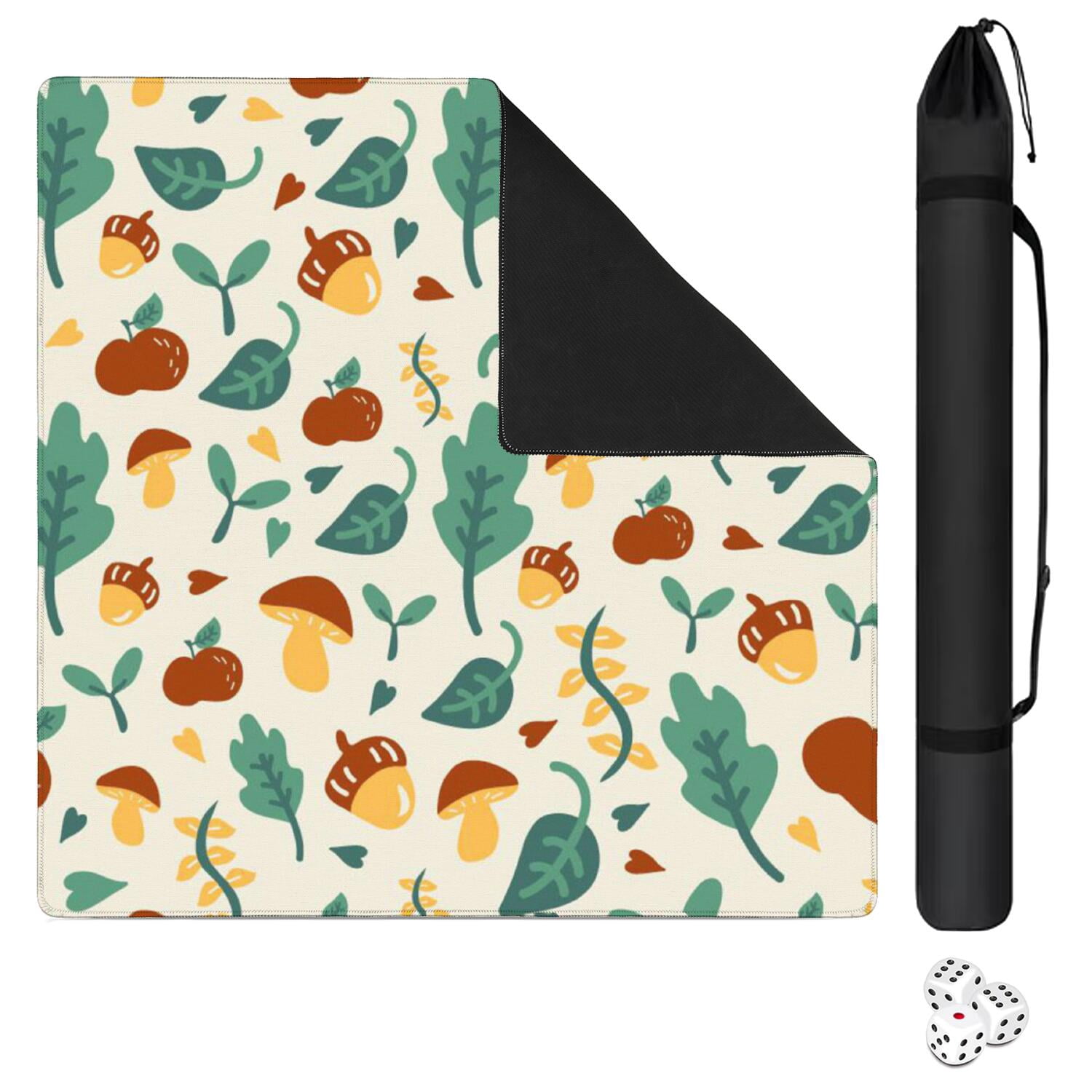 31.5 Inch Botanical Plants Mahjong Playing Mat Constructed from High Quality Rubber with Anti-Slip Properties and Noise Reduction Features for Card Games Board Games