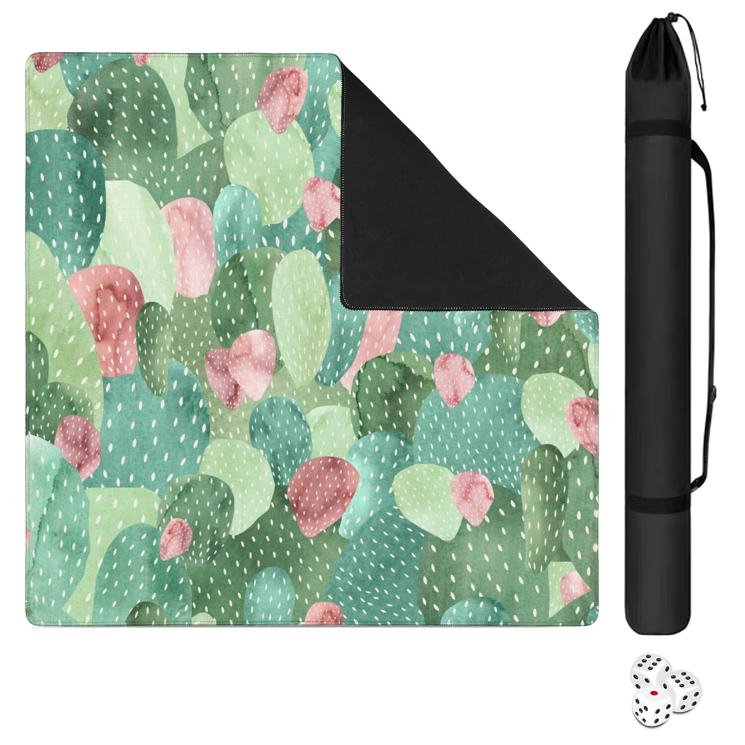 31.5 Inch Botanical Style Game Table Pad Crafted from Premium Rubber Material with Anti-Slip Grip Surface and Noise Dampening Features for Multi-Game Activities