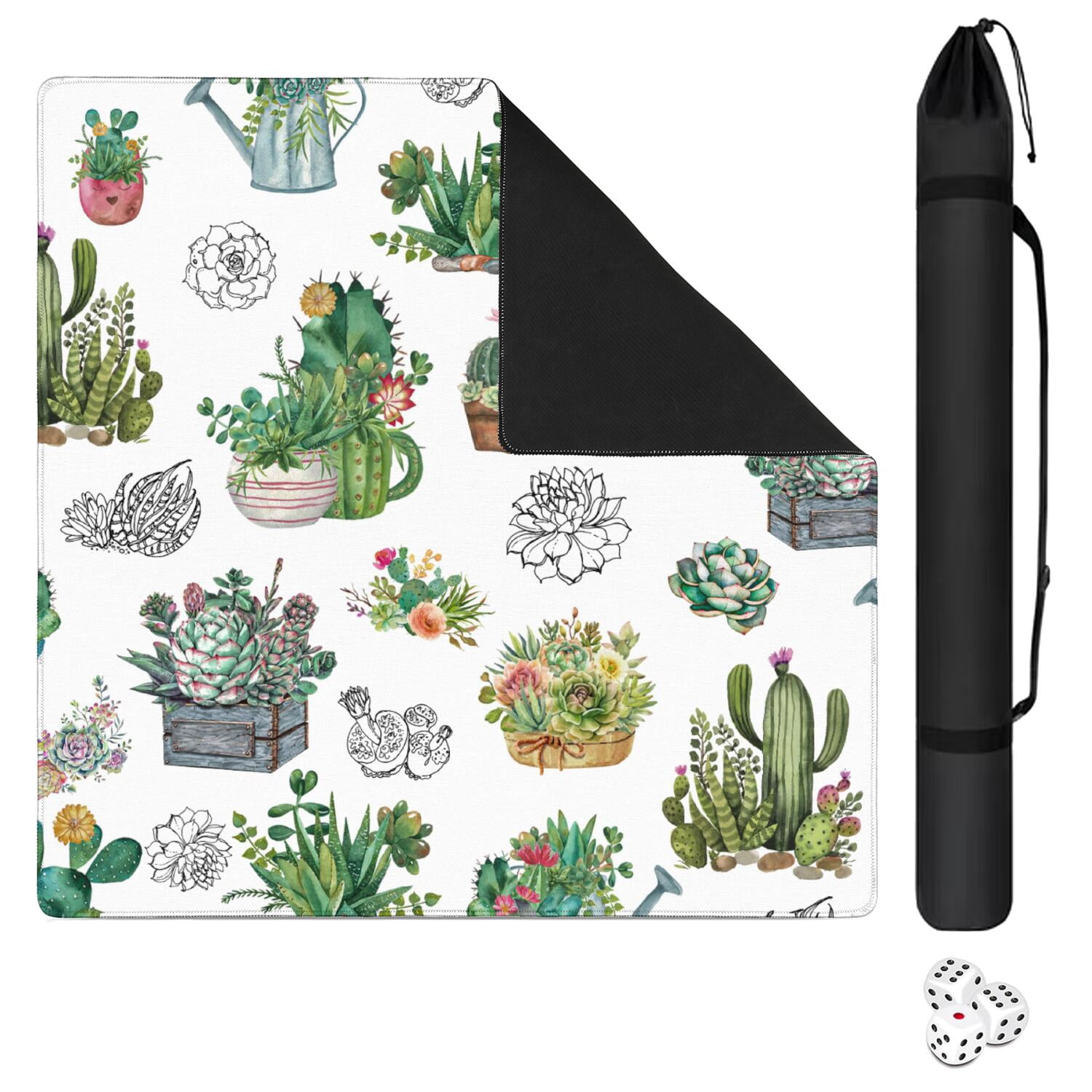 31.5 Inch Botanical Style Mahjong Mat Made of Rubber with Anti-Slip Non-Skid Backing and Noise Reduction Technology for Multi-Purpose Game Table Use
