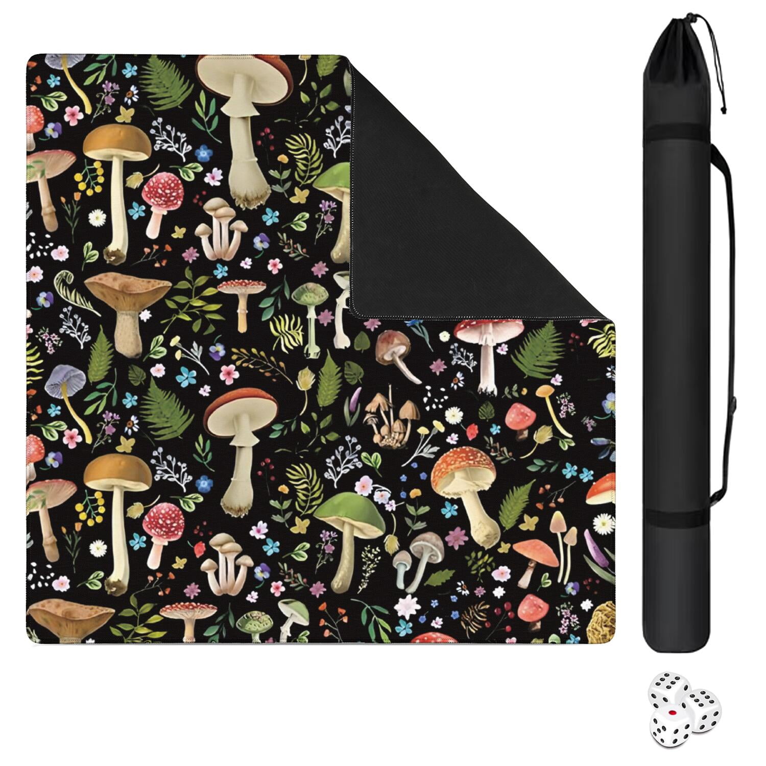 31.5 Inch Botanical Style Mahjong Mat Made of Rubber with Anti-Slip Non-Skid Backing and Noise Reduction Technology for Multi-Purpose Game Table Use