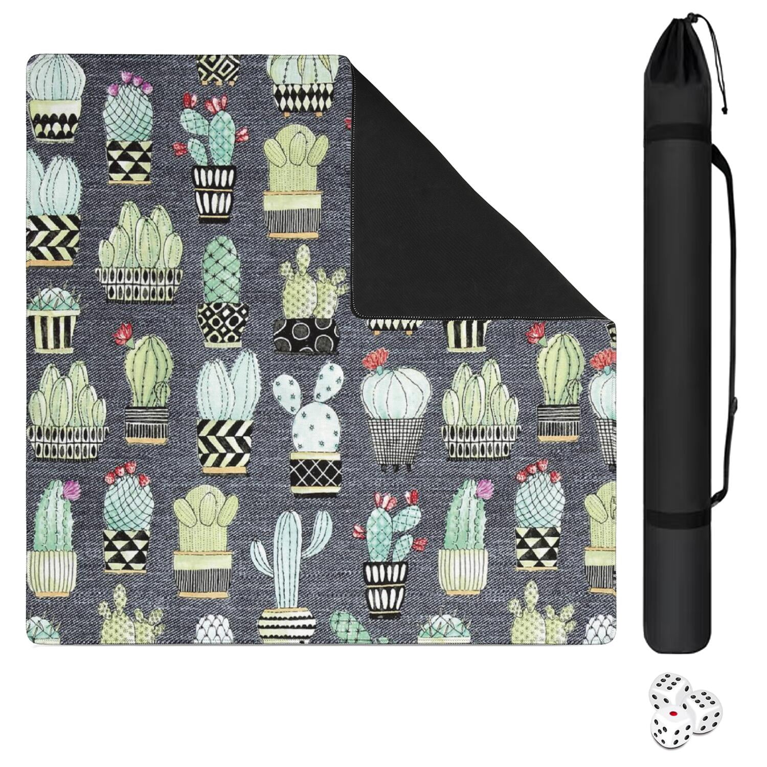 31.5 Inch Botanical Style Mahjong Mat Made of Rubber with Anti-Slip Non-Skid Backing and Noise Reduction Technology for Multi-Purpose Game Table Use