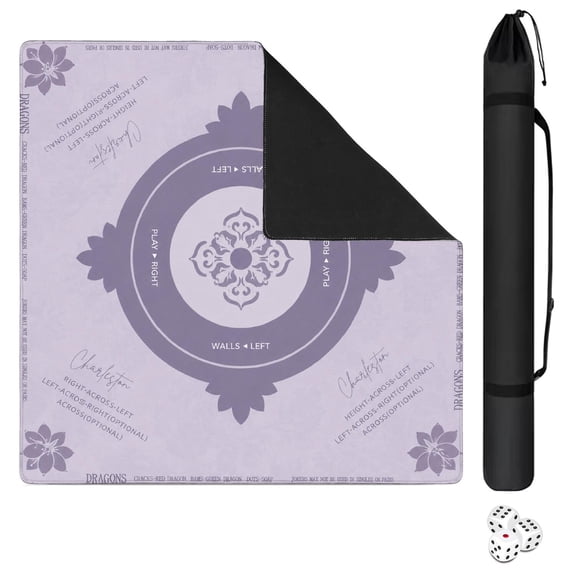31.5 Inch Classic American Mahjong Mat, Clear Printed Game Rules, Anti-Slip Noise Dampening Square Pad for Mahjong, Poker, Dominoes, Card Games and Social Events