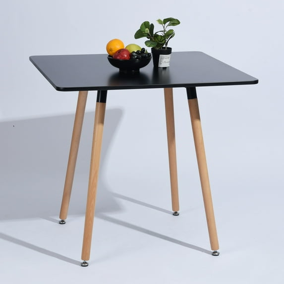 31.5 Inch Dining Table with Beech Legs Adjustable Height for Living Room,Dining Room,Small Apartment,Black Tabletop