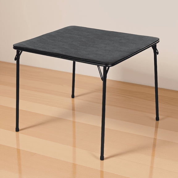 31.5-Inch Folding Card Table, Square Surface with Steel Frame, Portable for Indoor and Outdoor Use, Black