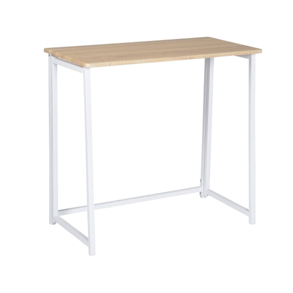 31.5 Inch Folding Laptop Desk, Light Oak Compact Writing Workstation with Removable Top Shelf, Space-Saving Foldable Study Table for Small Spaces Home Dorm