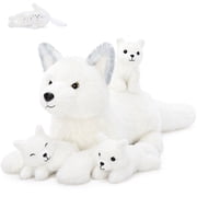 Muiteiur 22" Arctic Fox Stuffed Animal 4Pcs Fox Plush Toy with 3 Babies Inside