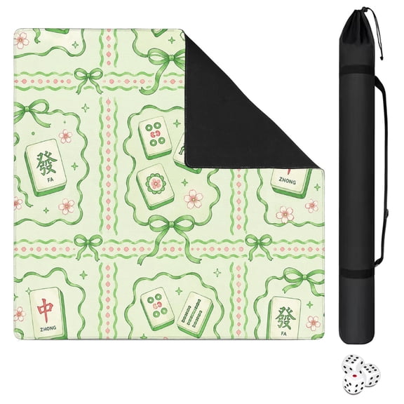 31.5 Inch Green Mahjong Mat No-Crease Anti-Slip Noise-Reducing, American Mahjong Neoprene Table Mat for Poker Card and Board Games