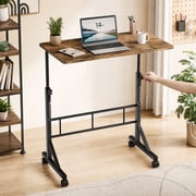 31.5 Inch Height Adjustable Mobile Desk, Built-in Locking Wheels & Clasps, Ideal for Flexible Home Office Use