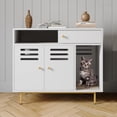 thumbnail image 1 of 31.5 Inch Modern Cat Litter Box Enclosure Furniture with Vent Door/Side Rest Area/Drawers and Open Shelves, Kitty House, Hidden Litter Box, Cat Washroom Furniture with Barn Door, 1 of 9