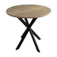 31.5 Inch Modern Round Dining Table, Rustic Brown Surface Small Circle ...